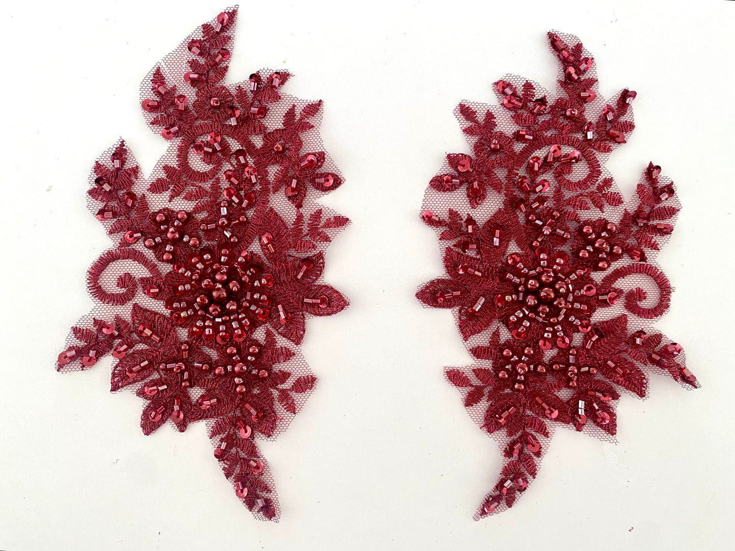 Burgundy Beaded Applique #4 - BL#21