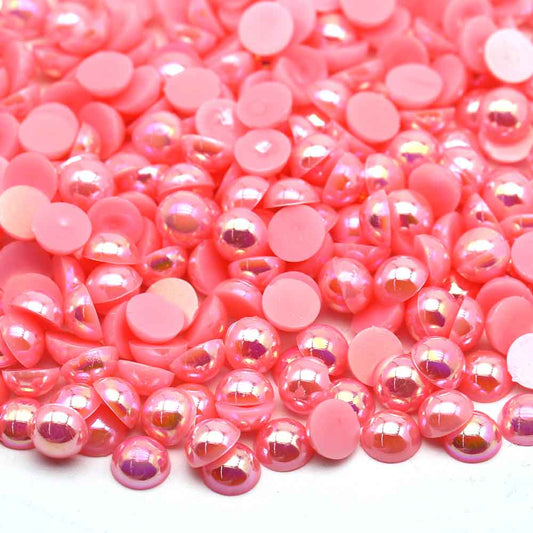 Coral Pink AB - 1/2 Pearls