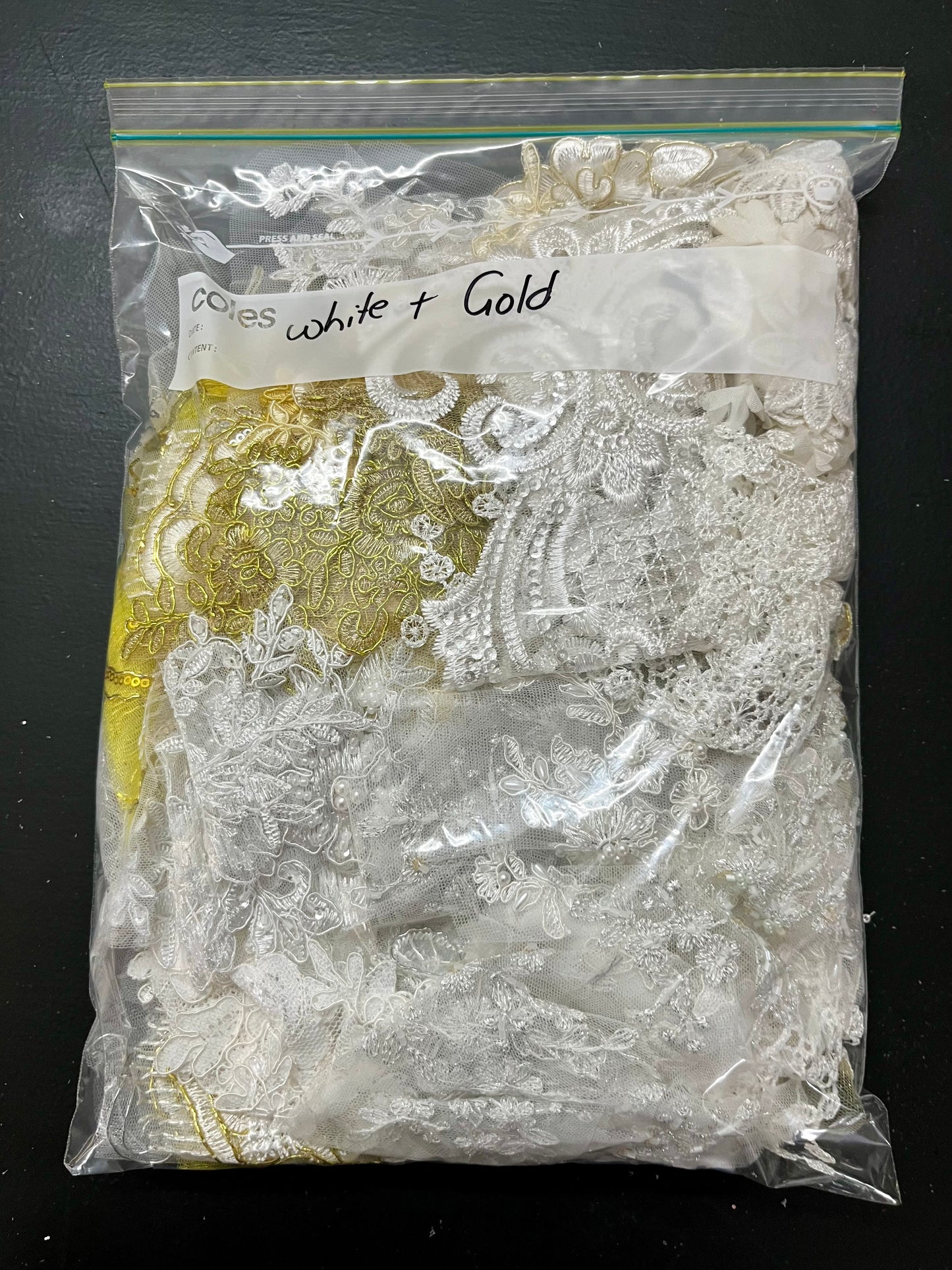 Lace Remnants -White and Gold