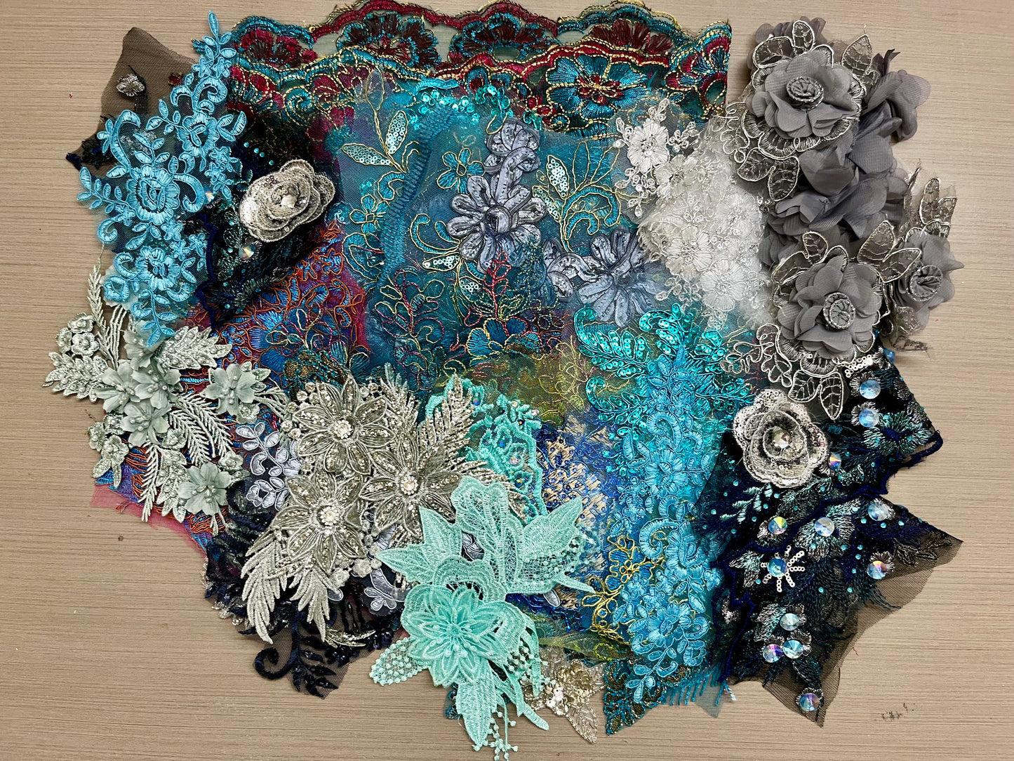 Lace Remnants -Blue Silver