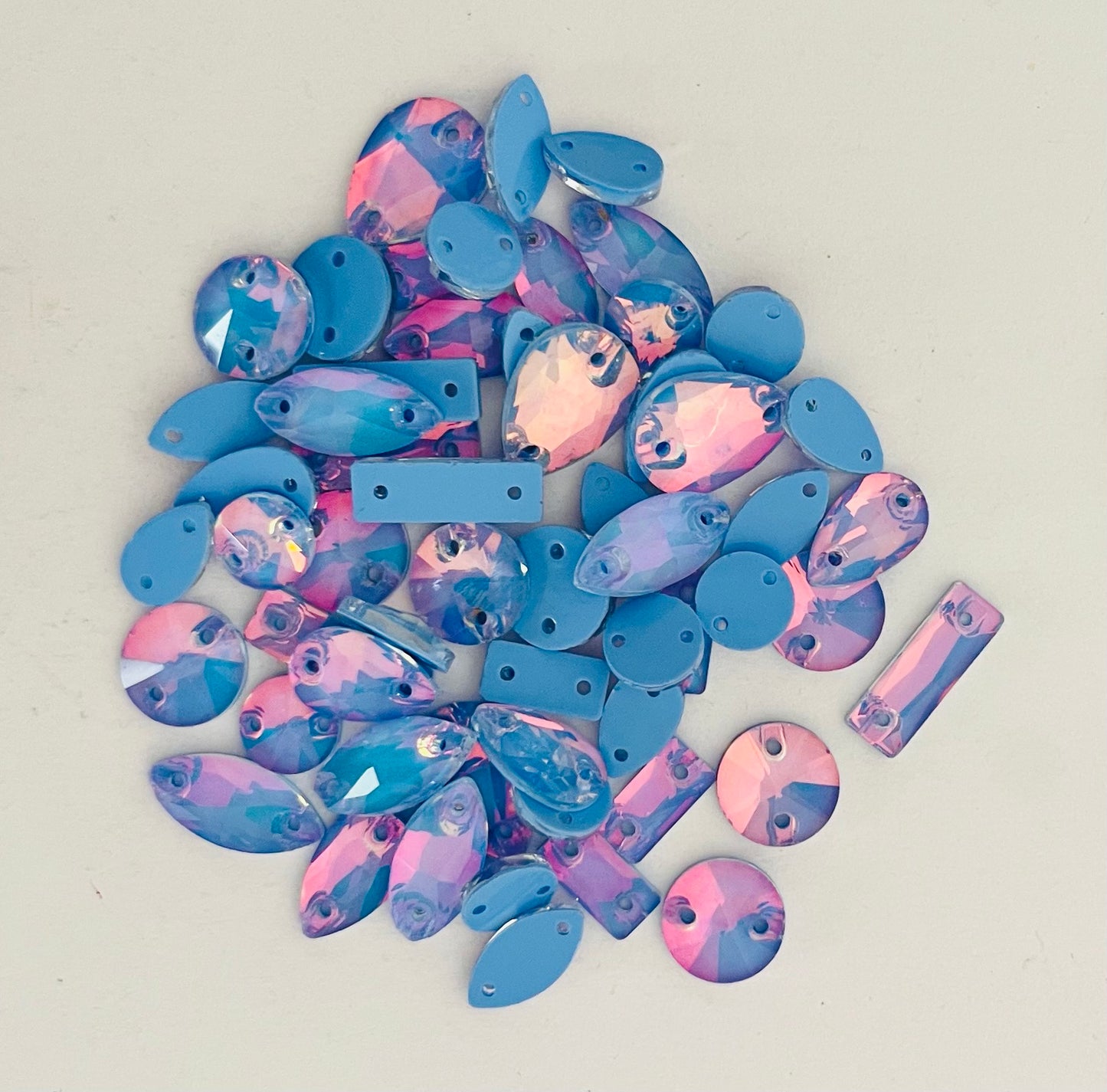 Mocha Opal Lt Sapphire - Mixed Glass Shapes