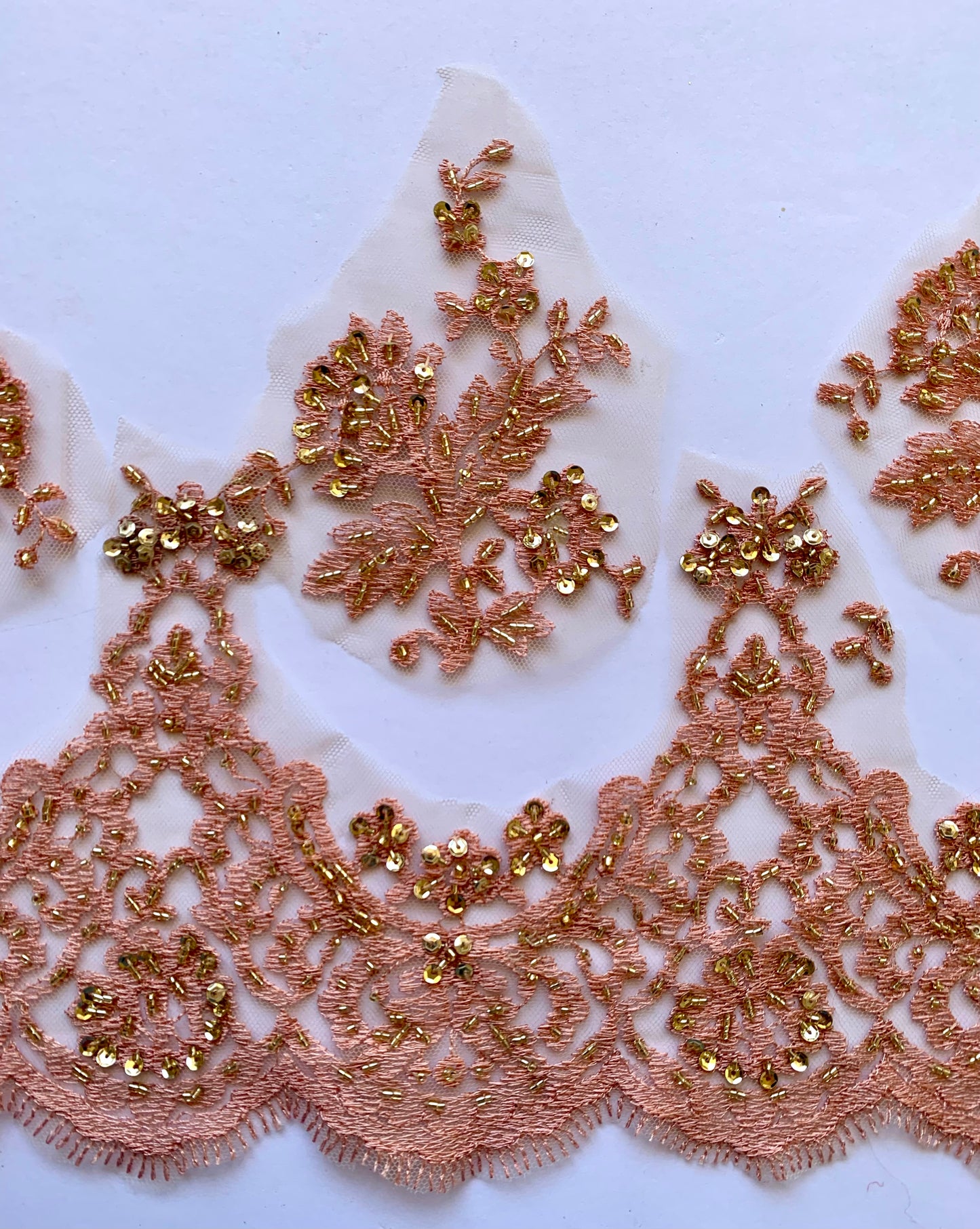 Beaded Lace Border - Pink and Gold