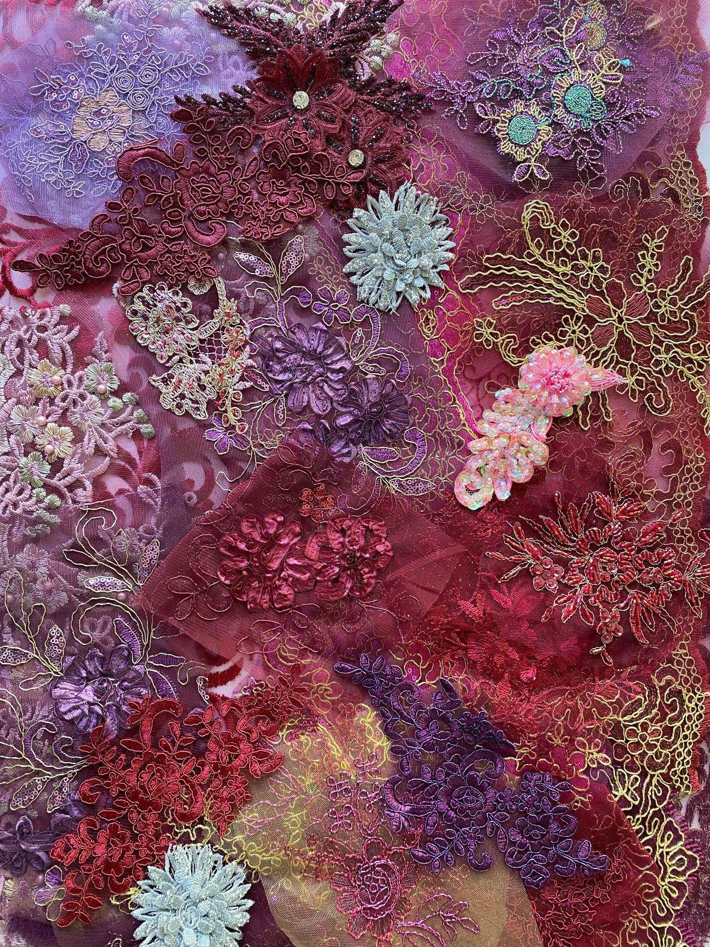 Lace Remnants -Dark Purple and Wine  Mix