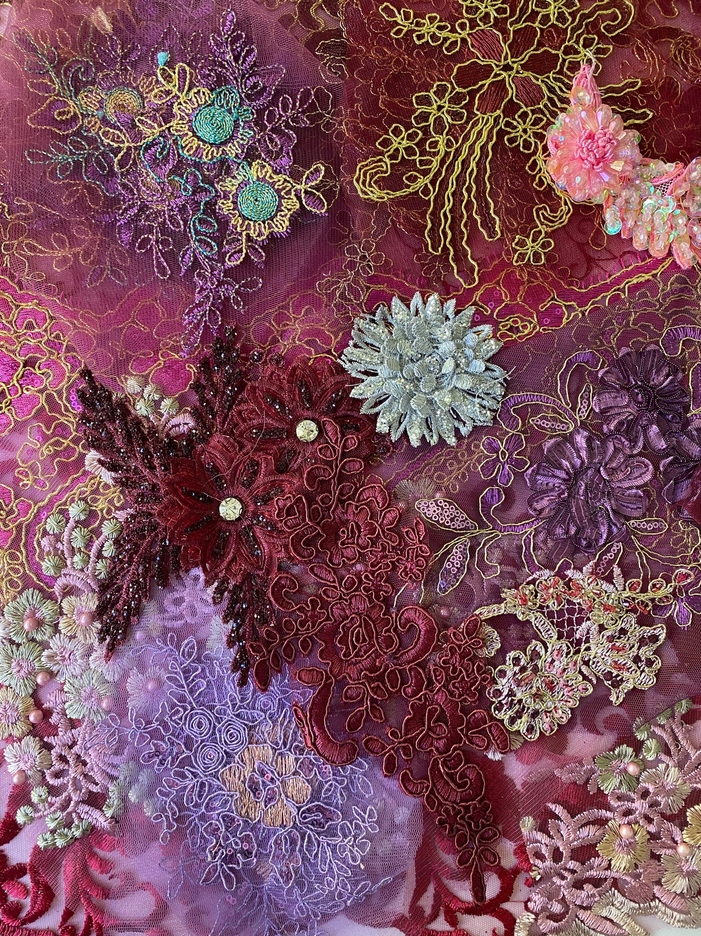 Lace Remnants -Dark Purple and Wine  Mix