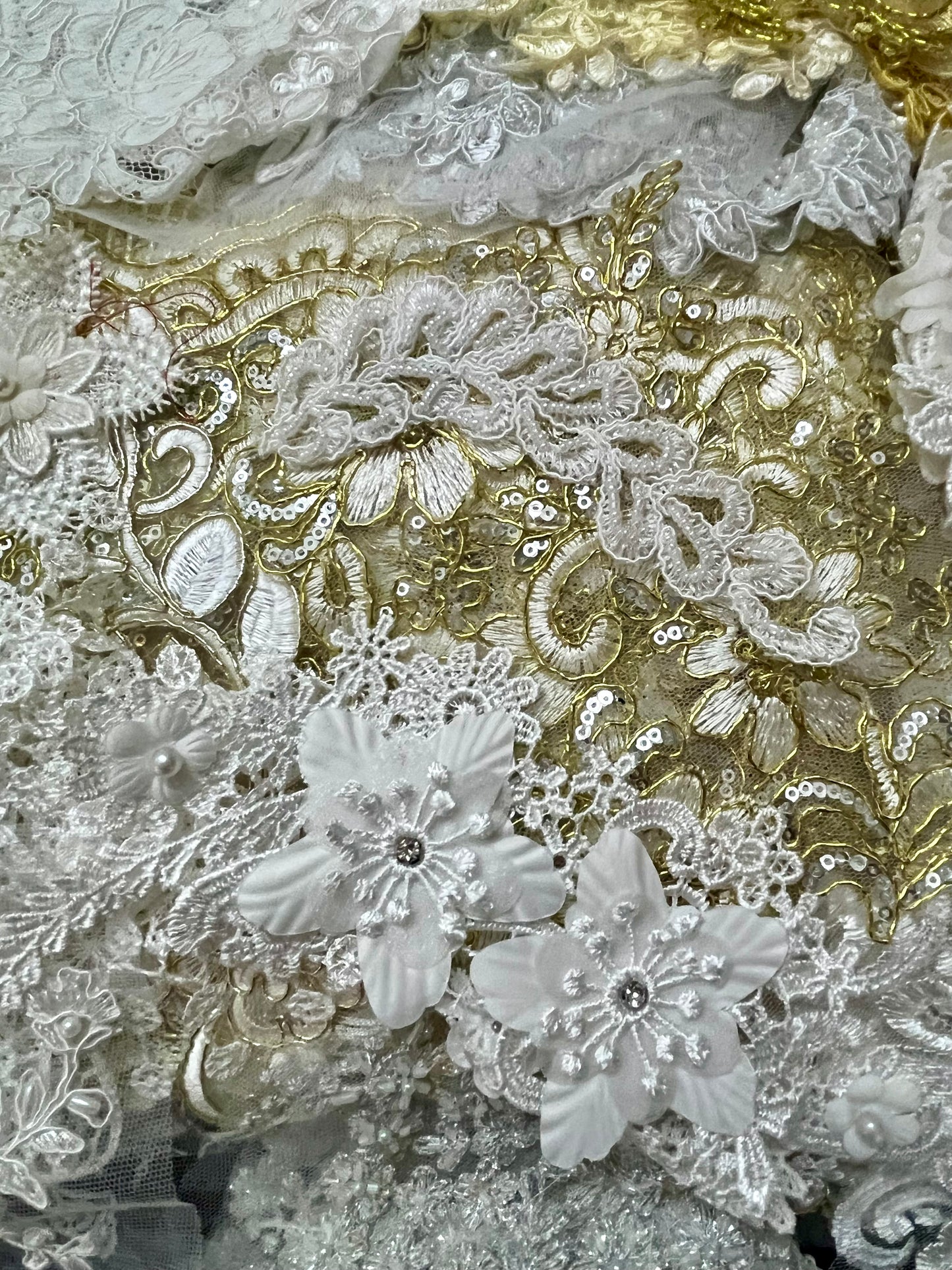 Lace Remnants -White and Gold