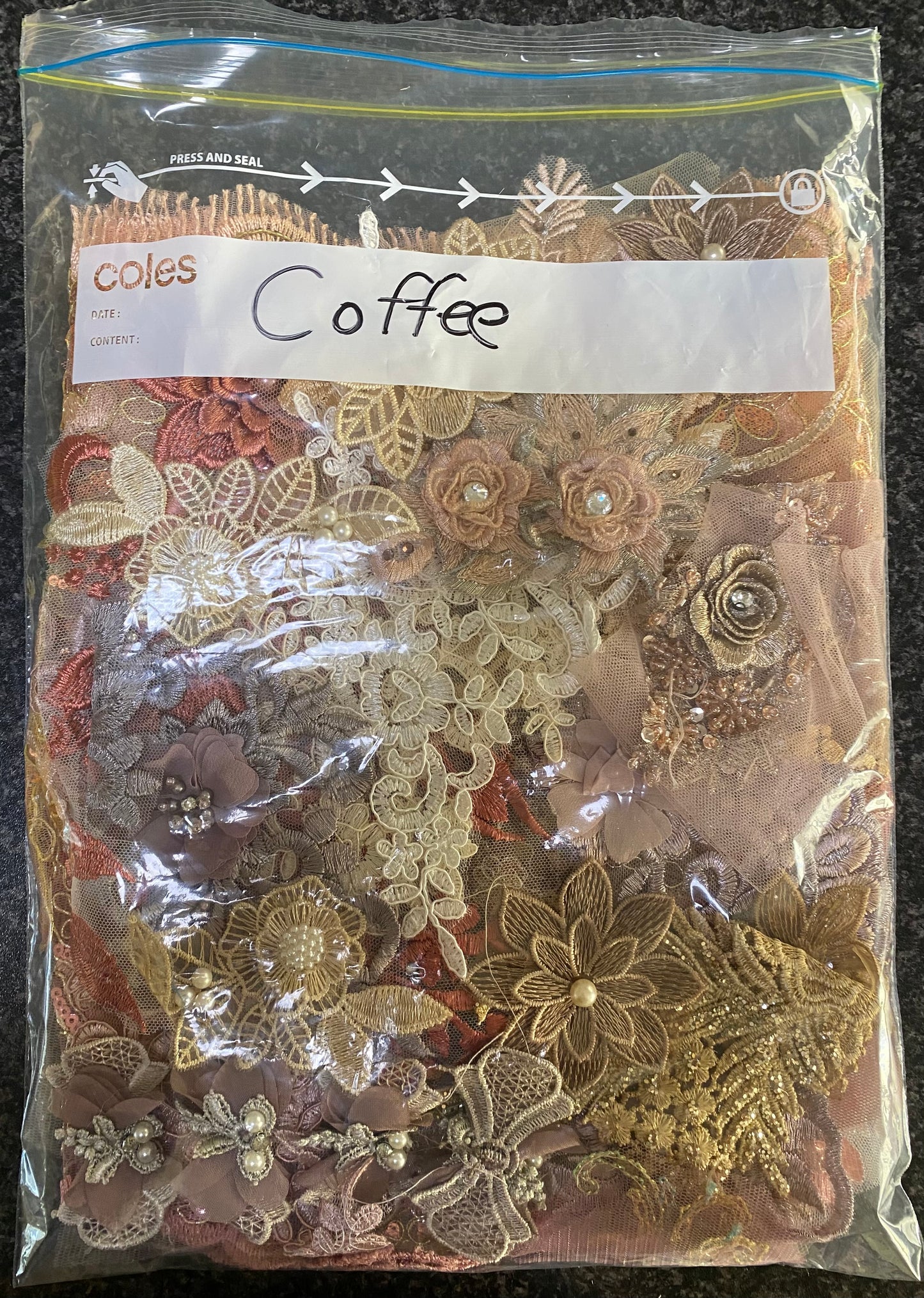 Lace Remnants -#17 Coffee and Dusky Pink