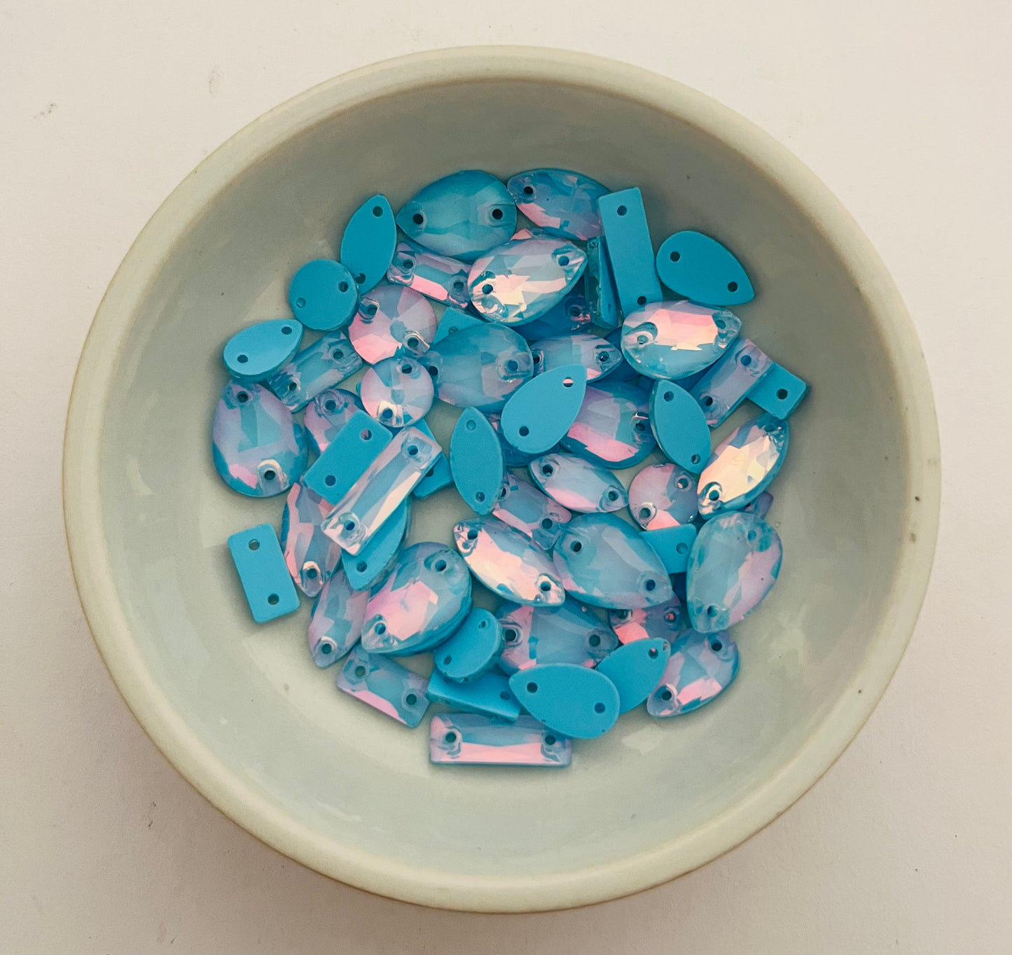 Mocha Opal Aqua - Mixed Glass Shapes