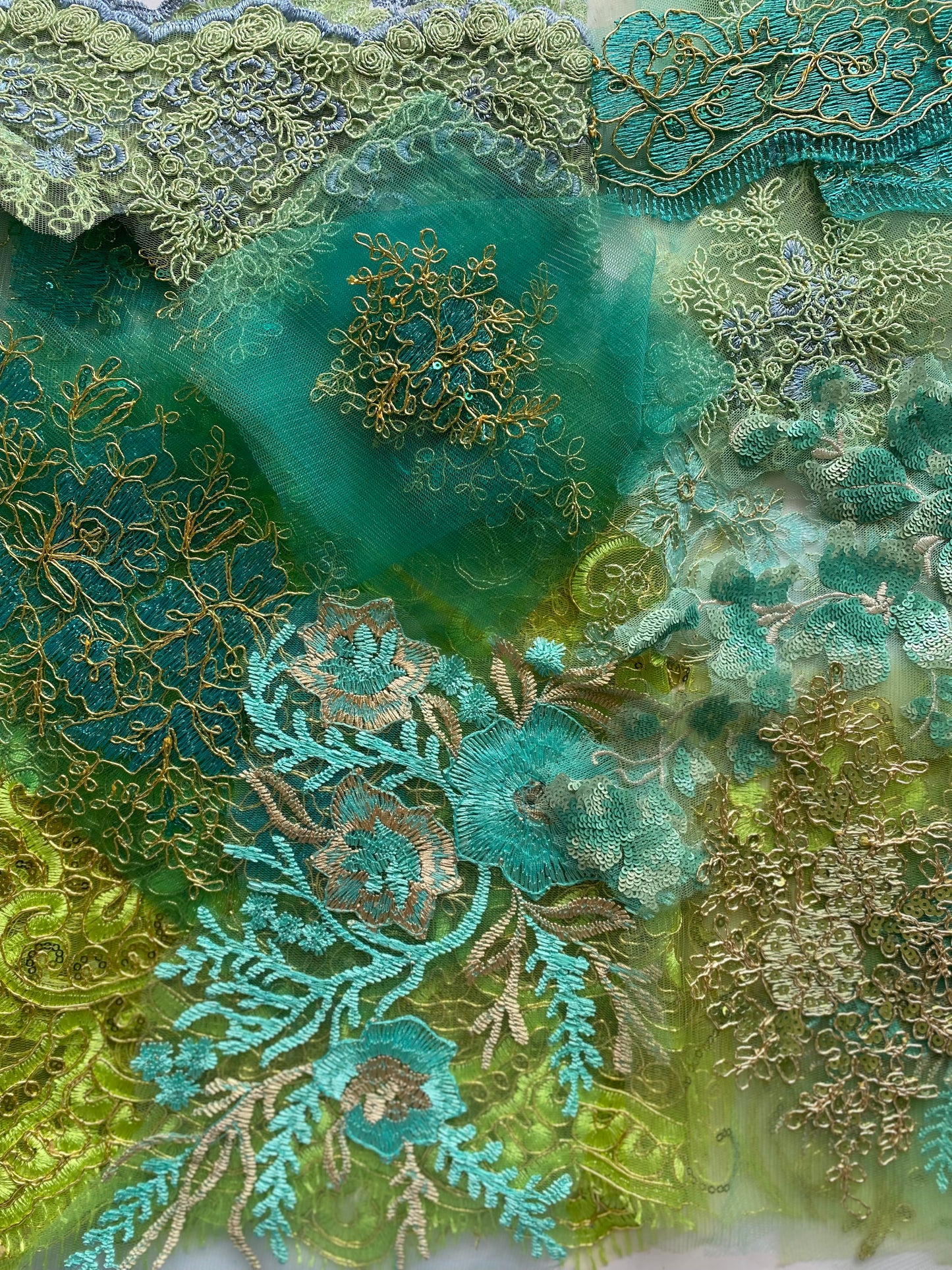 Lace Remnants -Light Green Mix