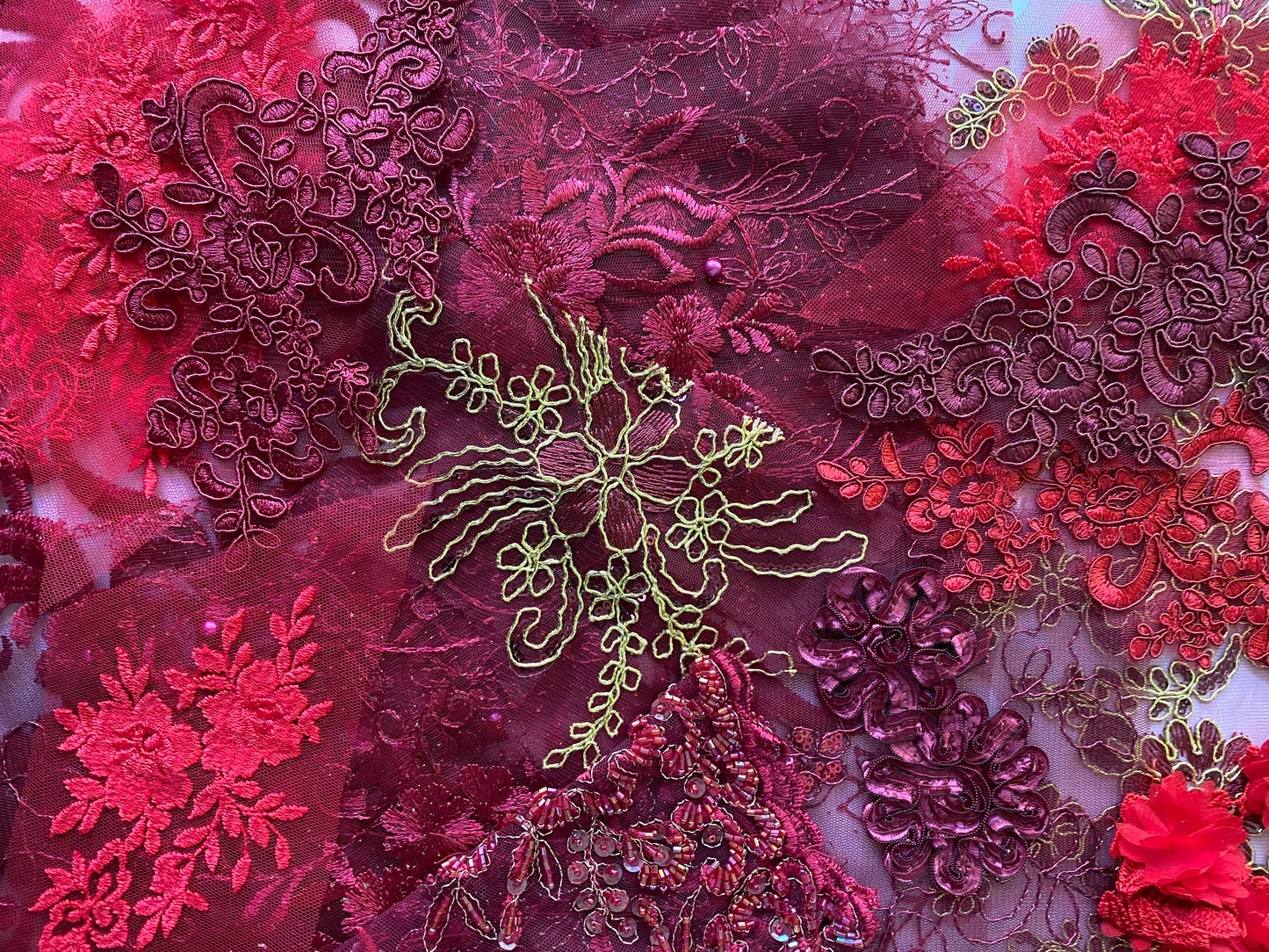 Lace Remnants -Wine and Red Mix