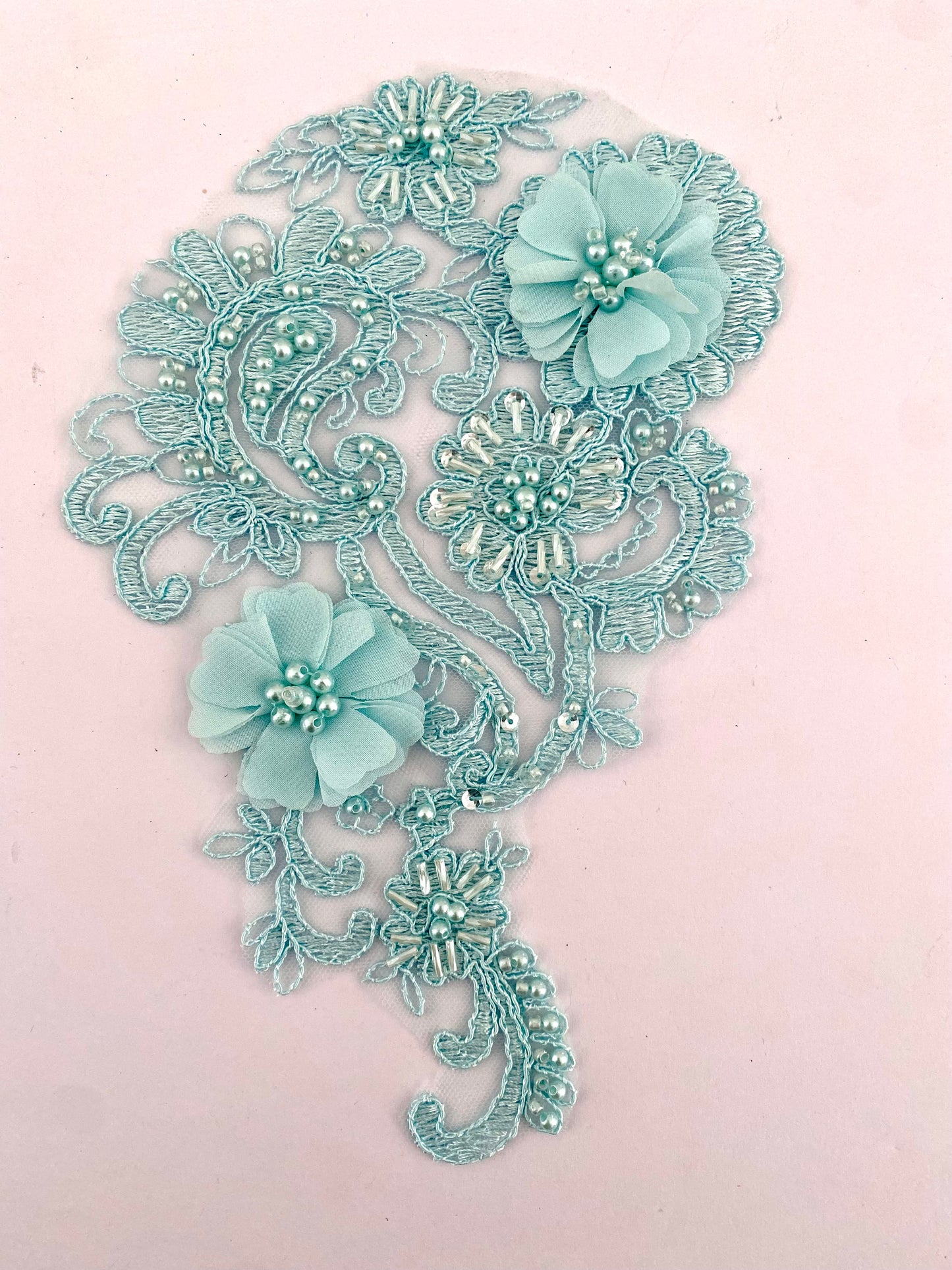 Pale Blue Beaded Applique #2 - BL#16