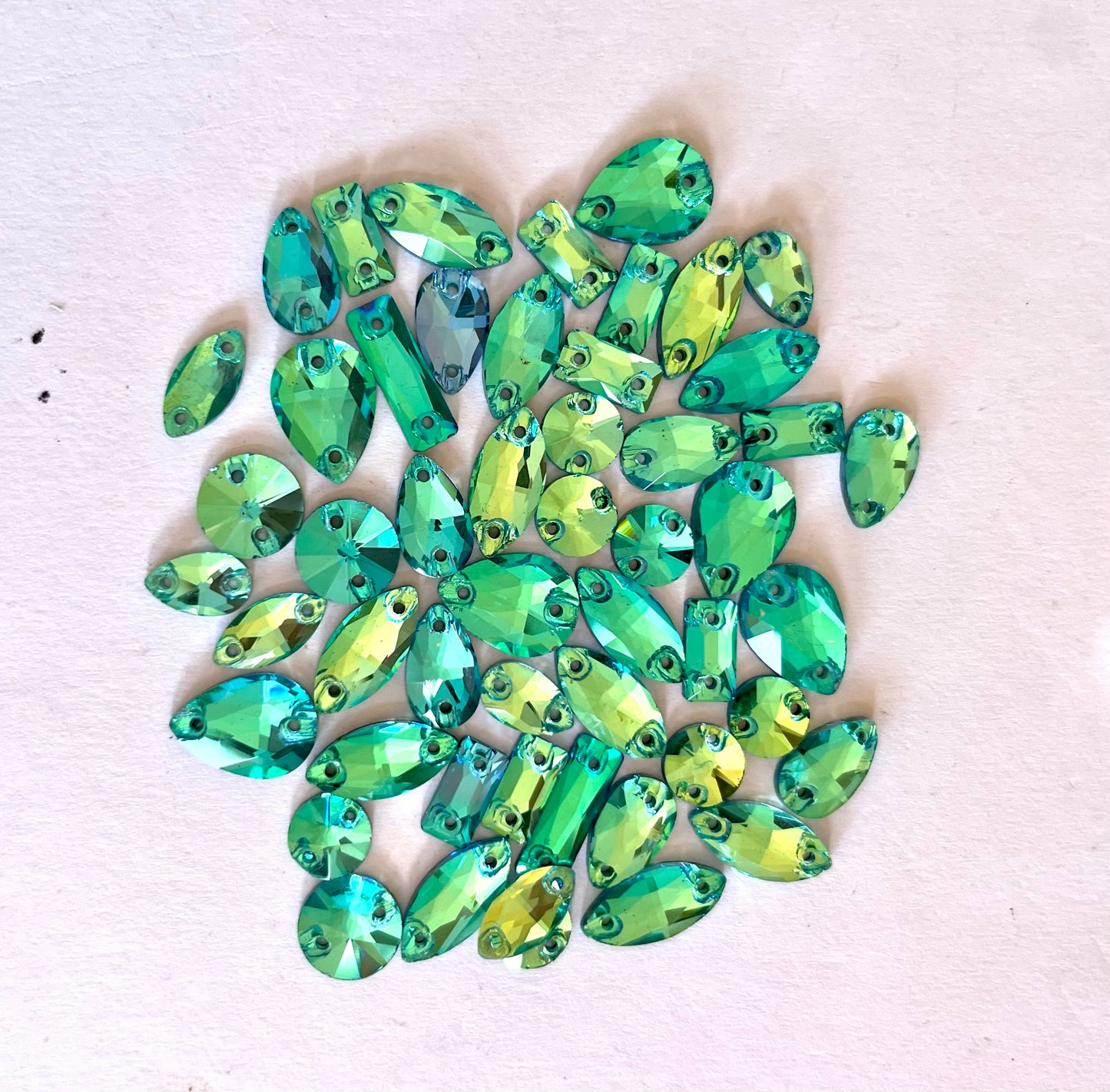 Mocha Opal Emerald - Mixed Glass Shapes