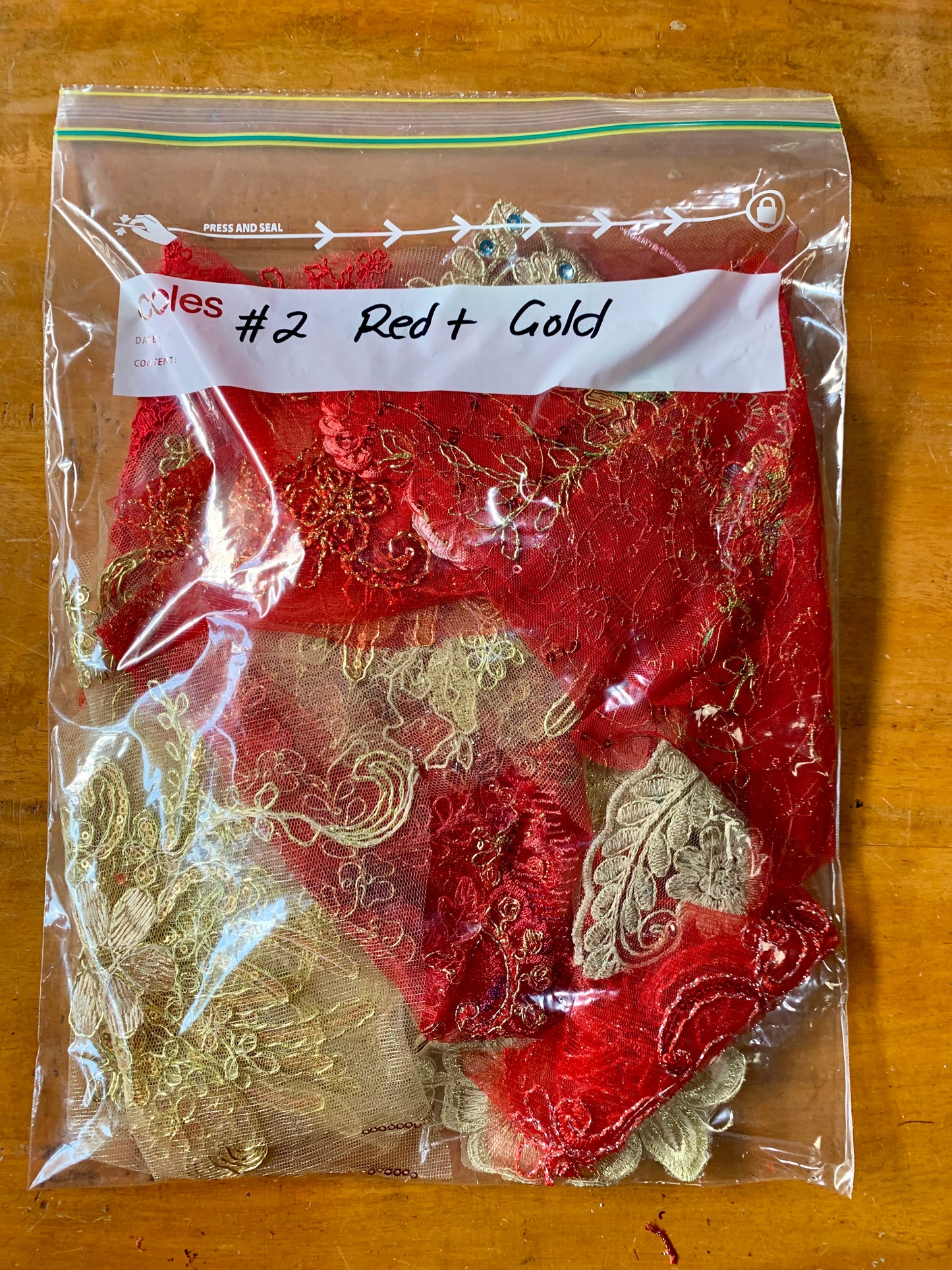 Lace Remnants -#2 Red and Gold