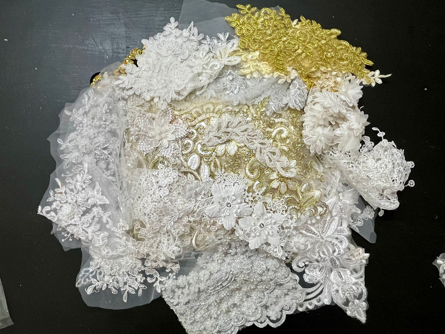 Lace Remnants -White and Gold