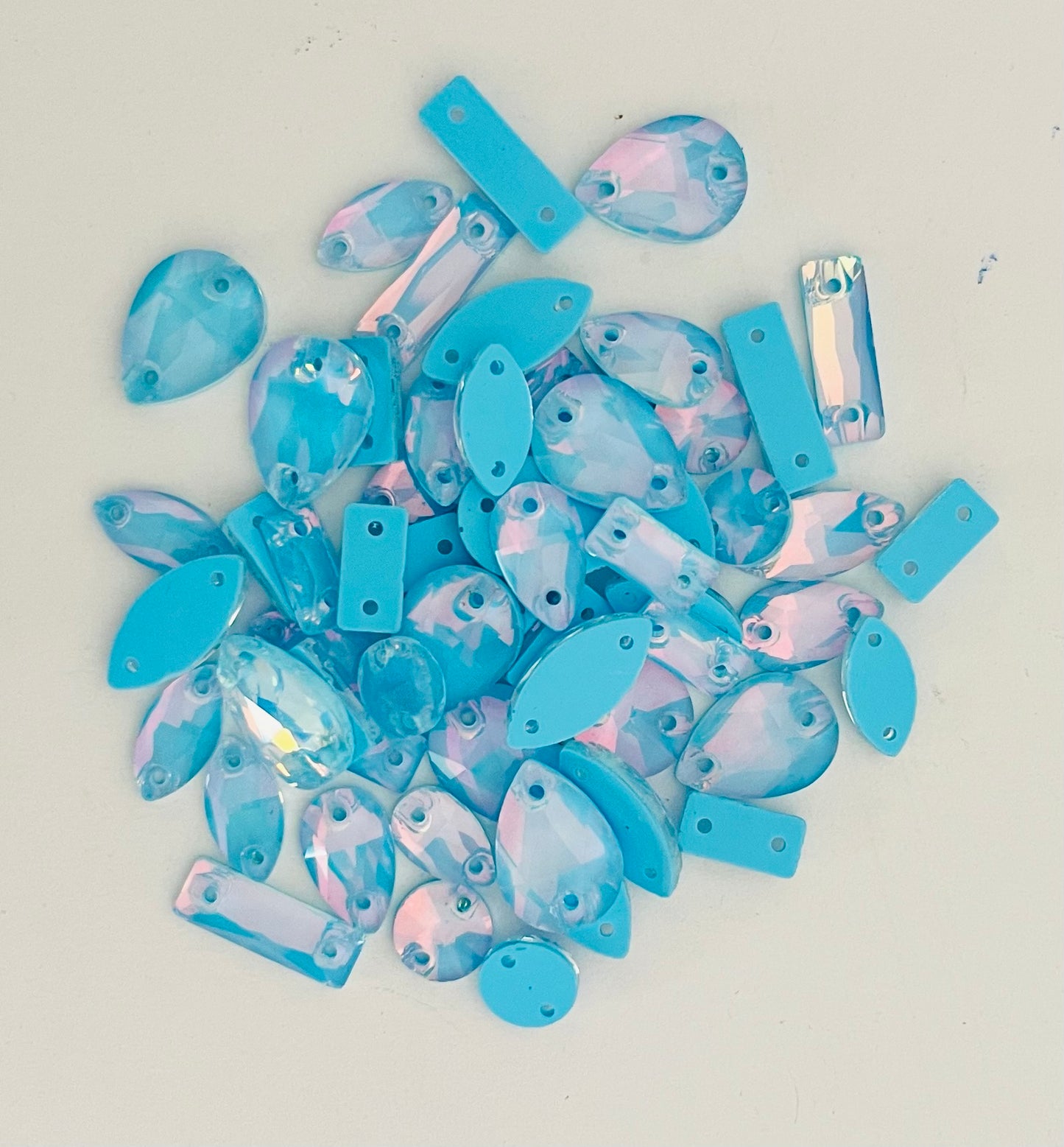 Mocha Opal Aqua - Mixed Glass Shapes