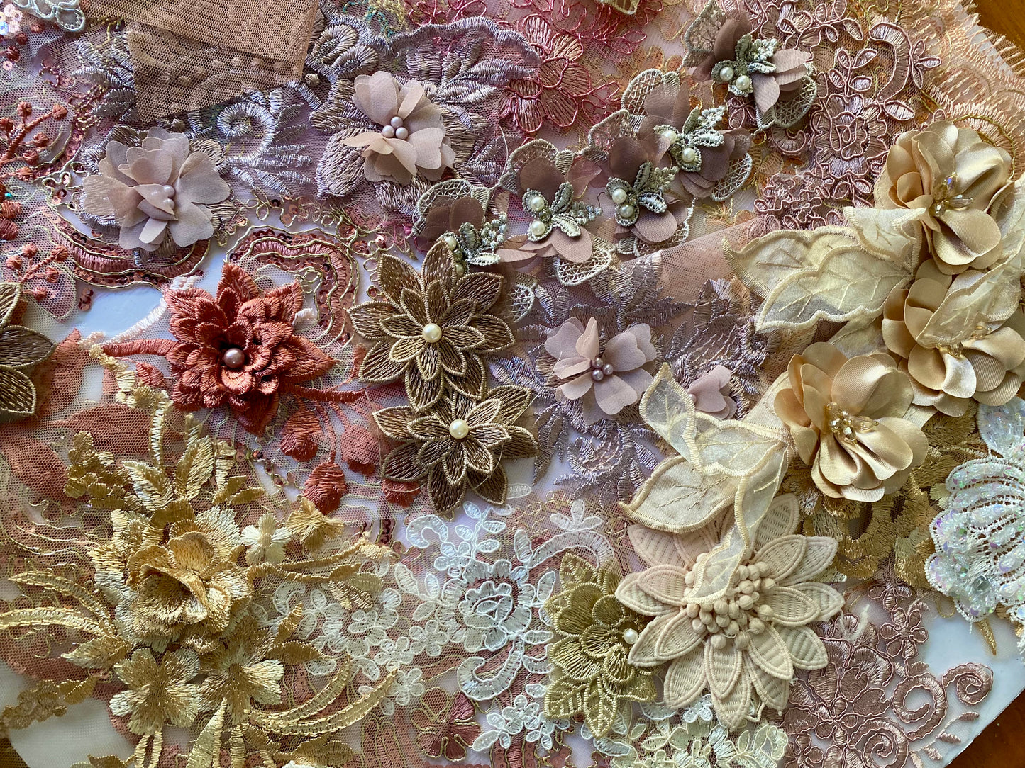 Lace Remnants -#17 Coffee and Dusky Pink