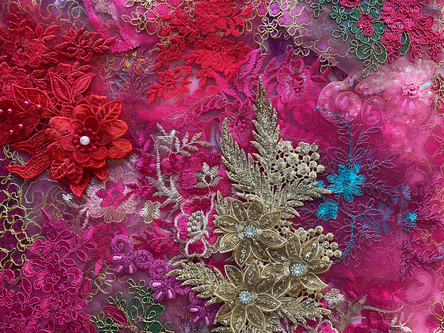 Lace Remnants -Dark Pink Mix