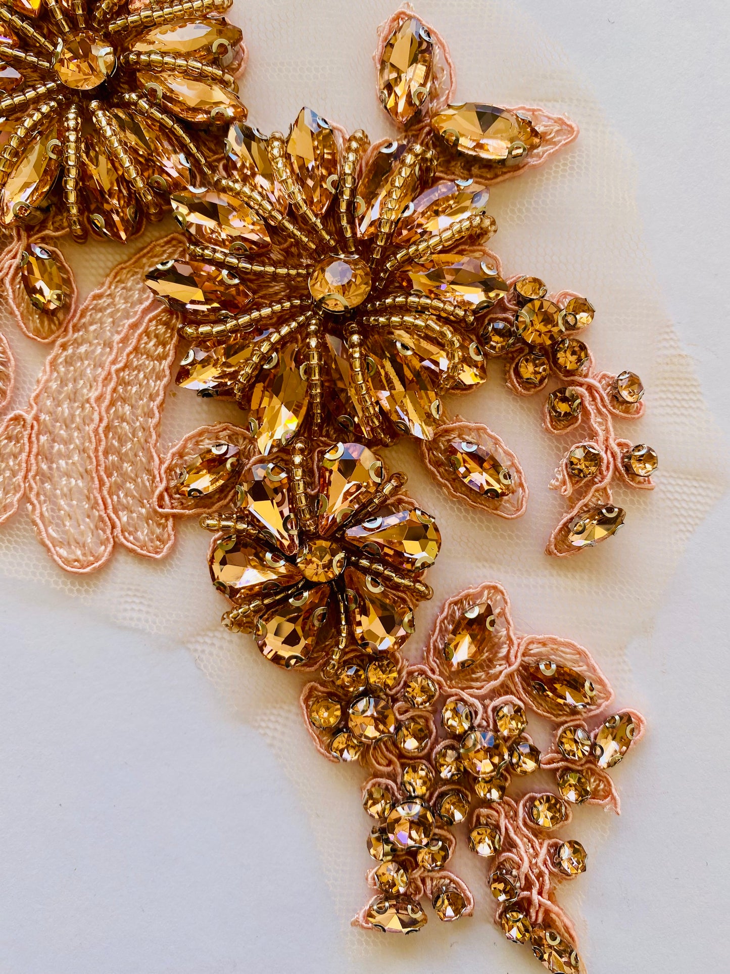 Peach Glass Beaded Applique - BL#31