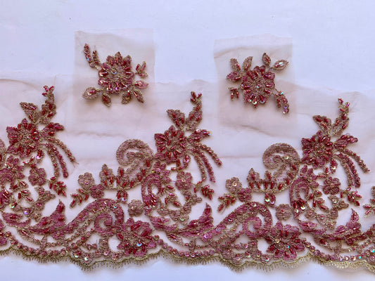 Delicate Beaded Lace Border -Light Dusky Mauve