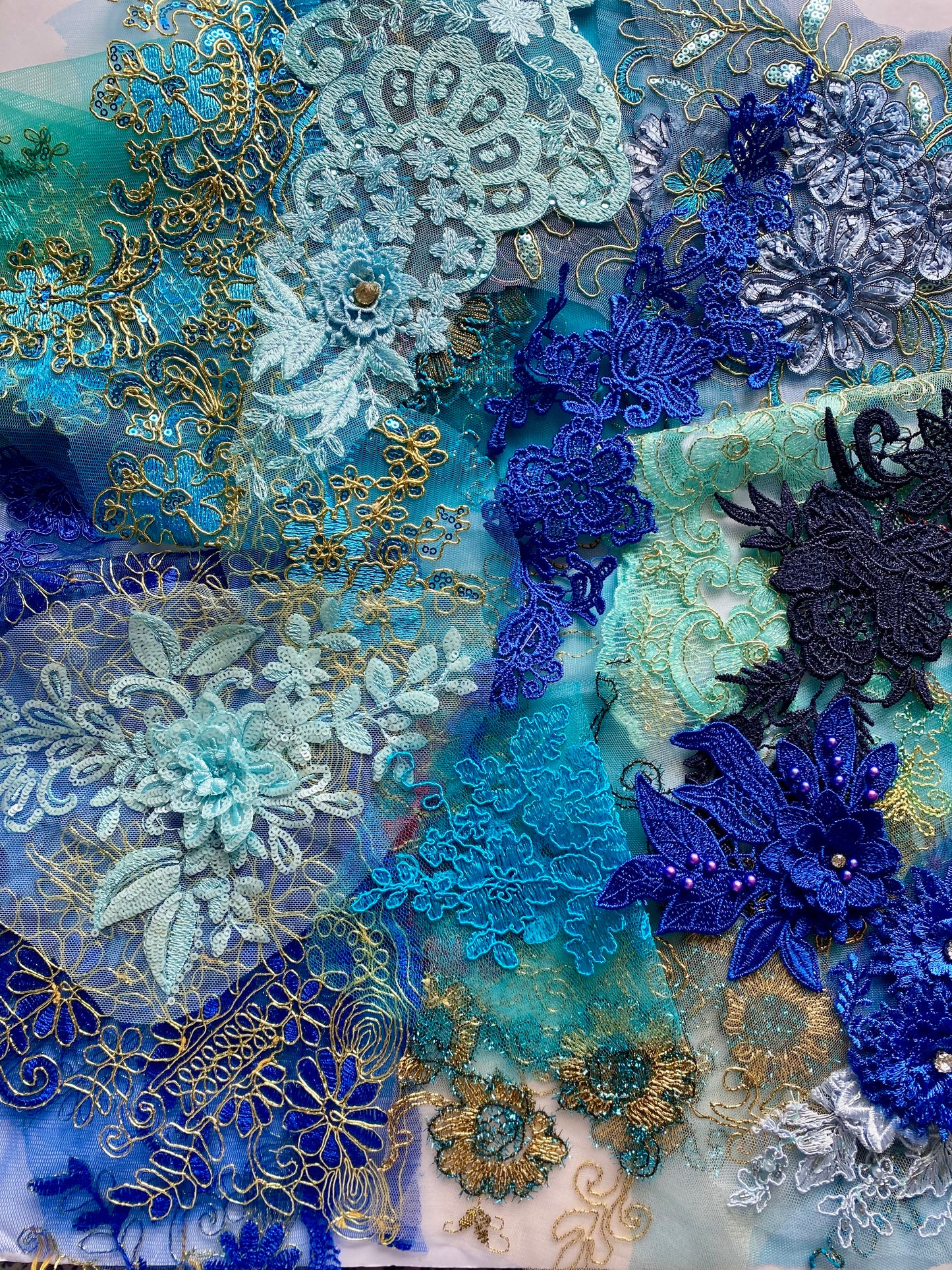 Lace Remnants -Blue Mix