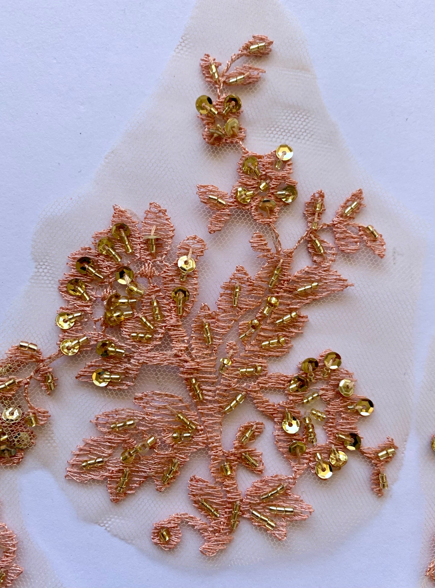 Beaded Lace Border - Pink and Gold