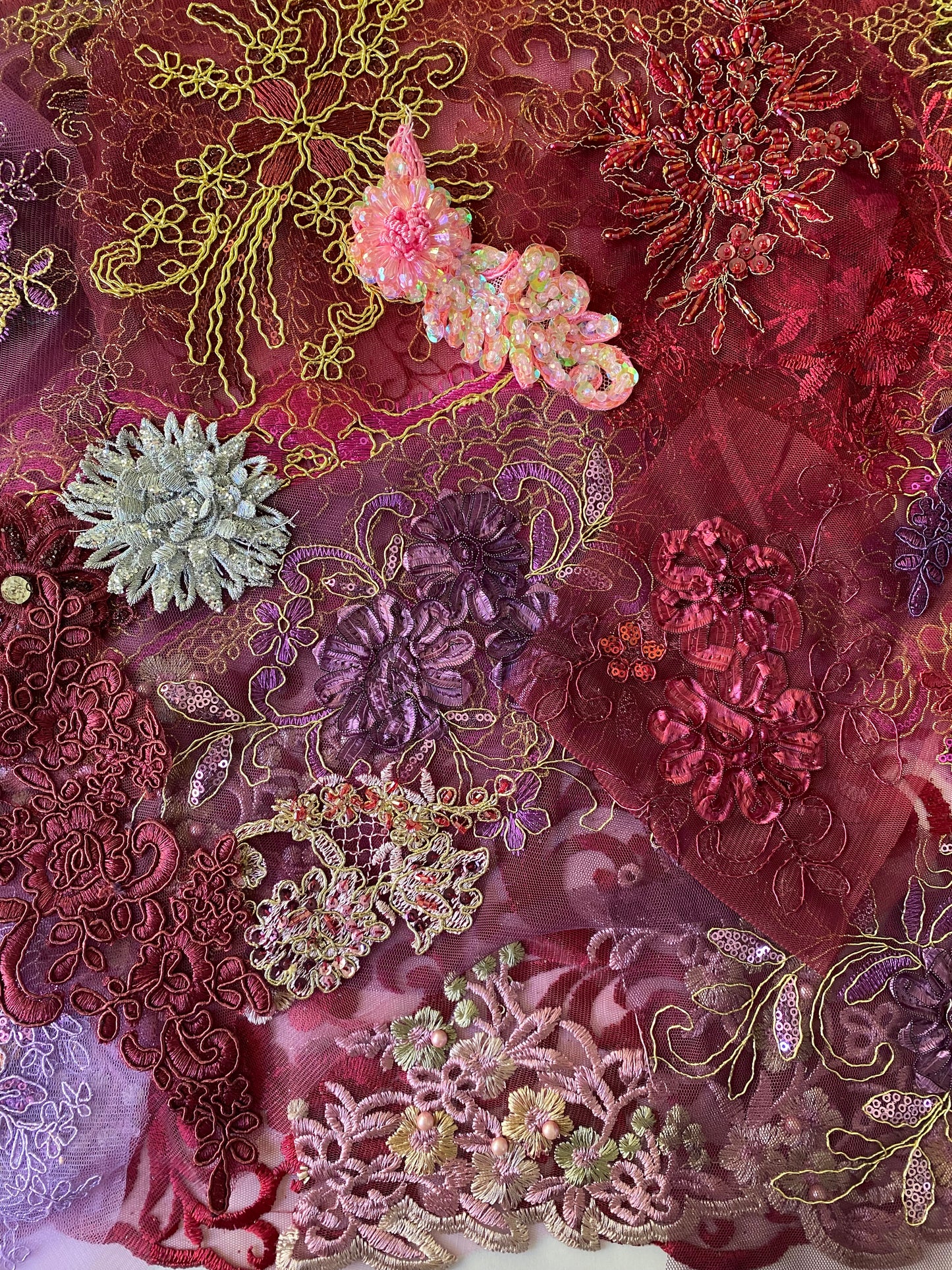 Lace Remnants -Dark Purple and Wine  Mix