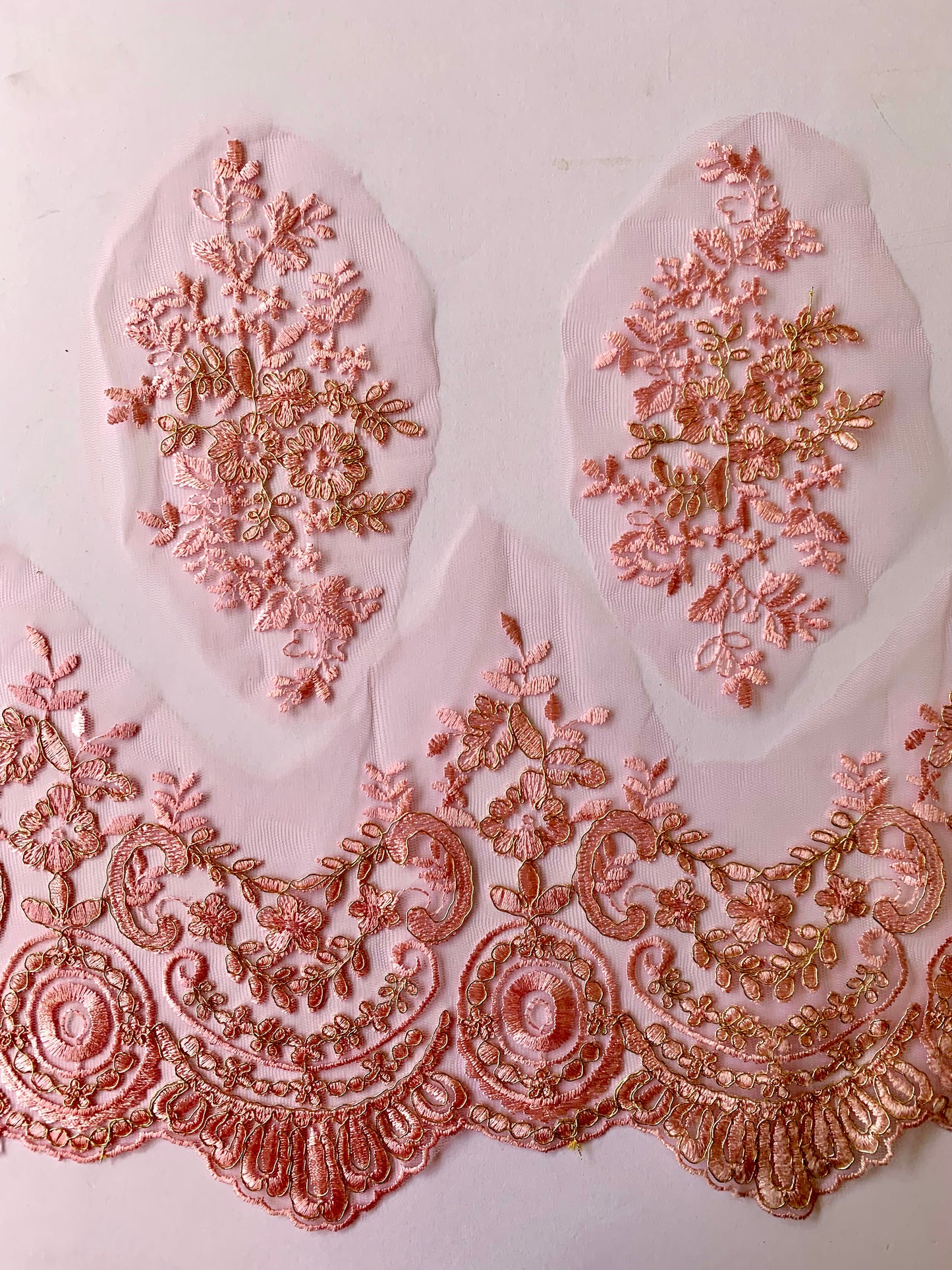 Pink and Gold Lace Border Trim - LBT#39