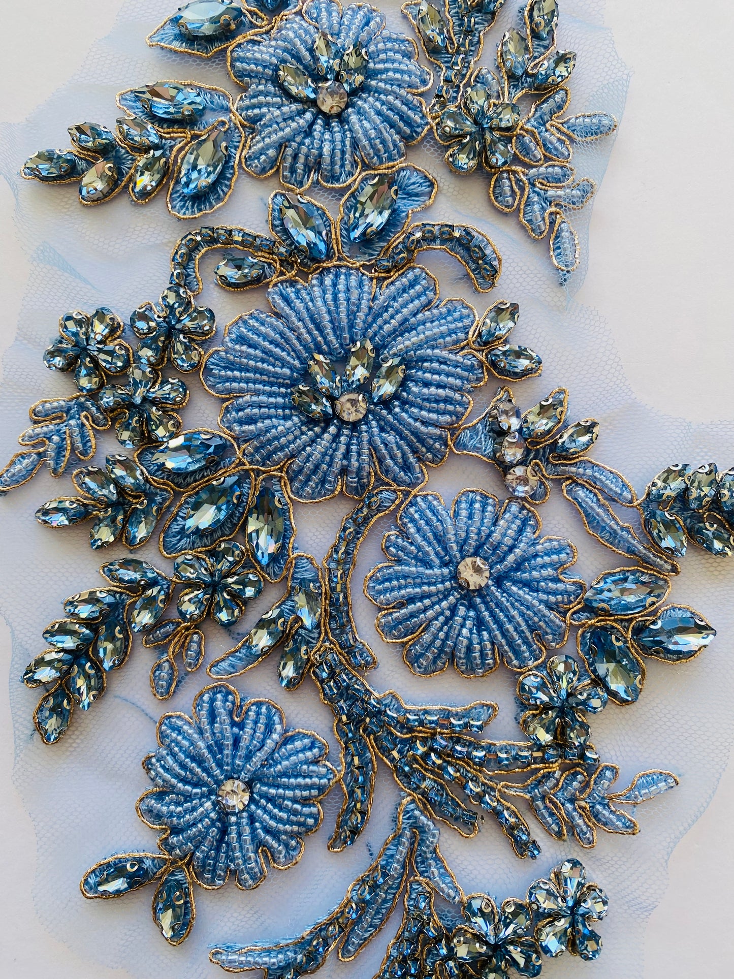 Beaded Glass Blue Applique - BL#32
