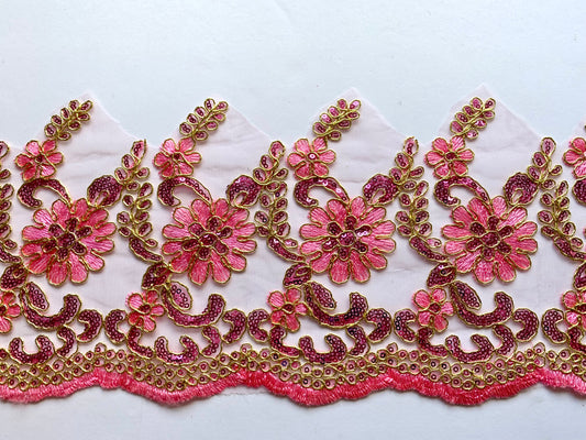 Posy Lace Border - Pink