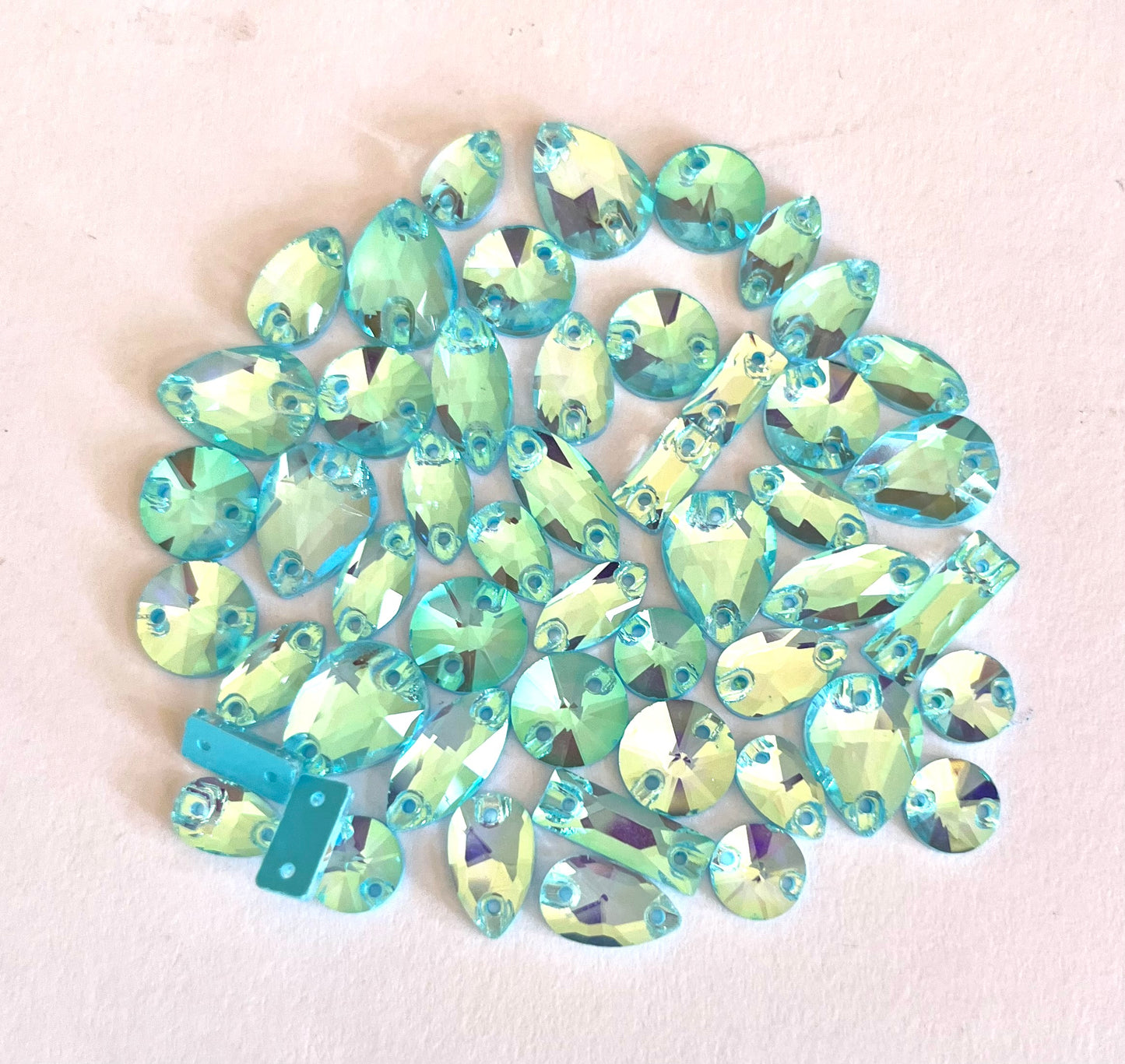 Mocha Opal Ice Blue - Mixed Glass Shapes