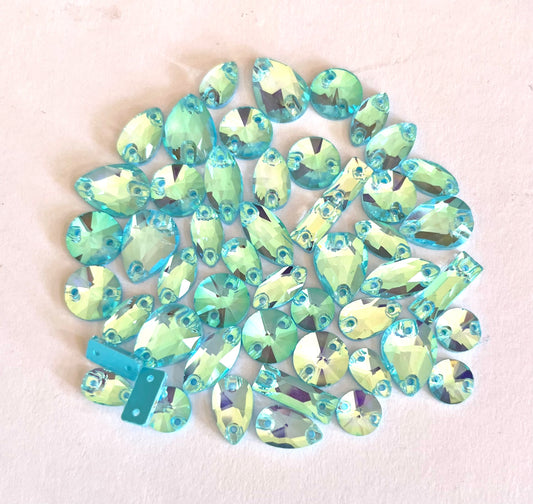Mocha Opal Ice Blue - Mixed Glass Shapes