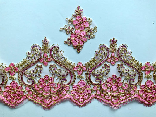 Bella Lace Border Trim- Pink