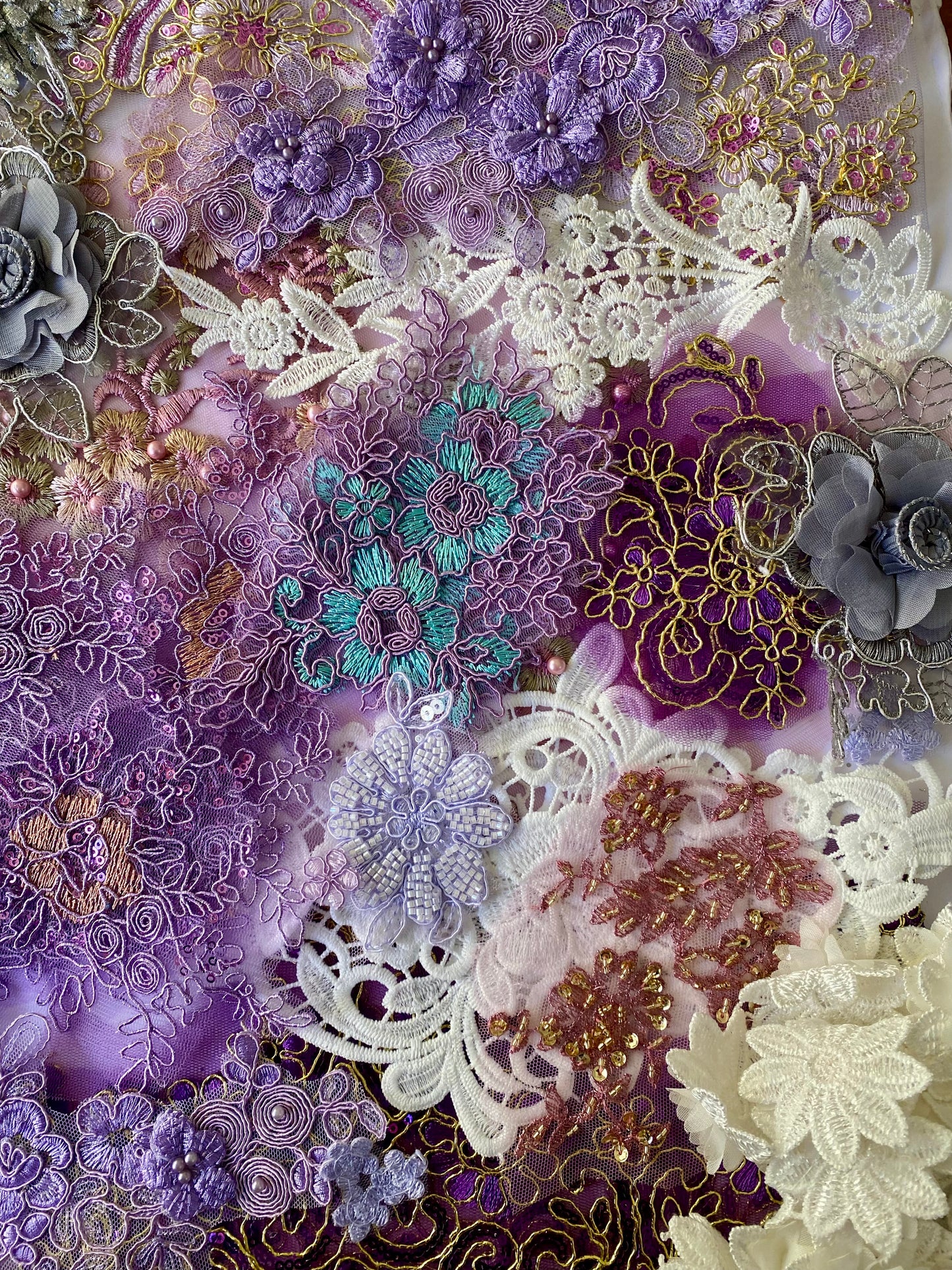 Lace Remnants -Purple and Lilac Mix