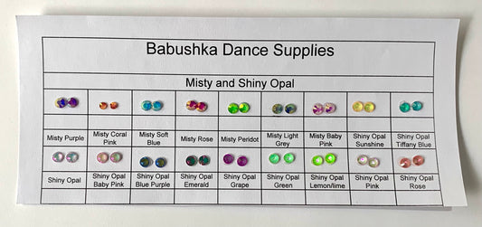Misty and Shiny Opal Rhinestones- Colour Chart