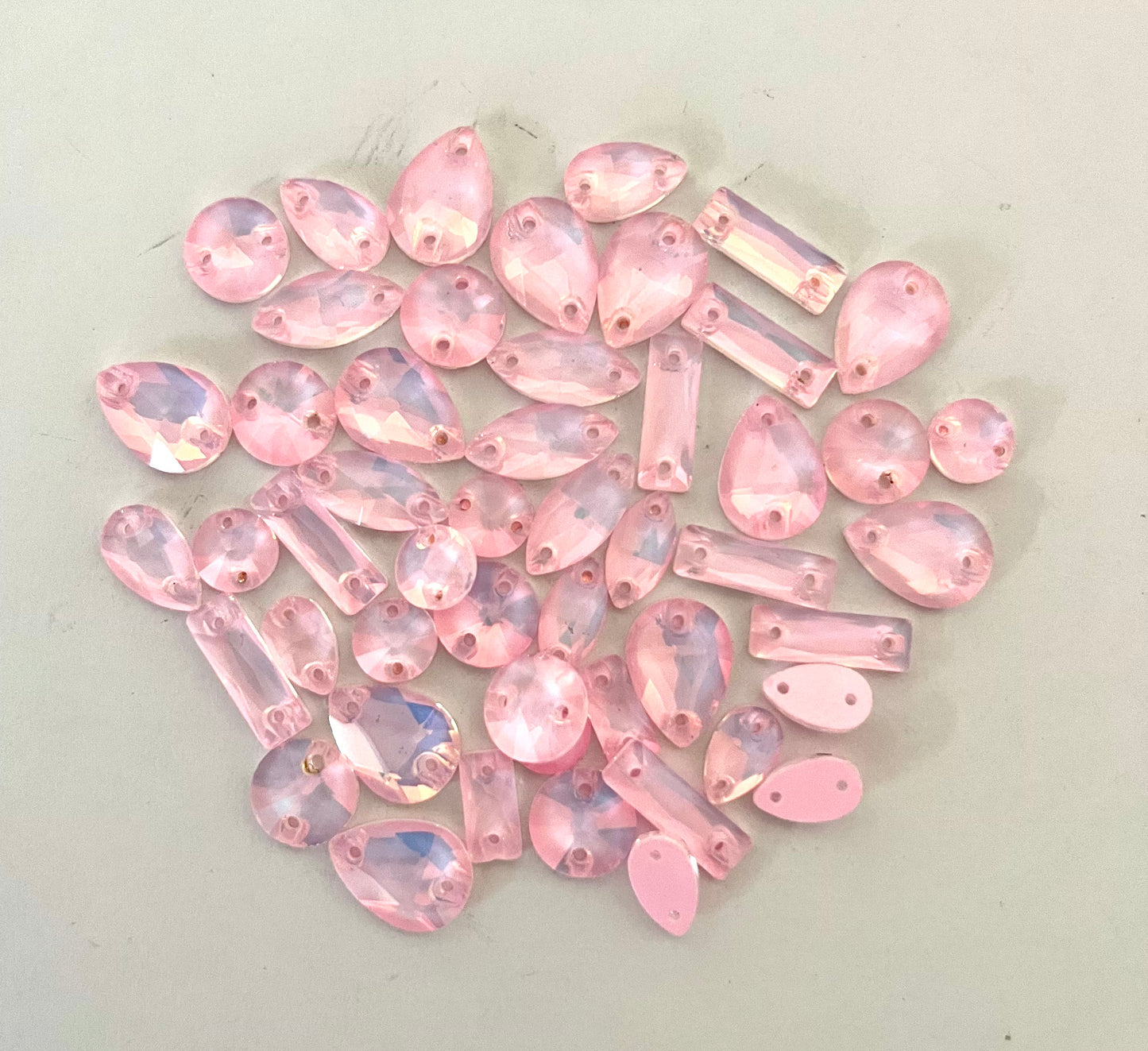 Mocha Opal Pink - Mixed Glass Shapes