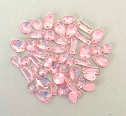 Mocha Opal Pink - Mixed Glass Shapes