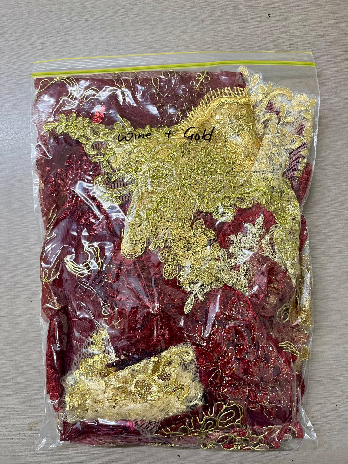 Lace Remnants -Wine and Gold