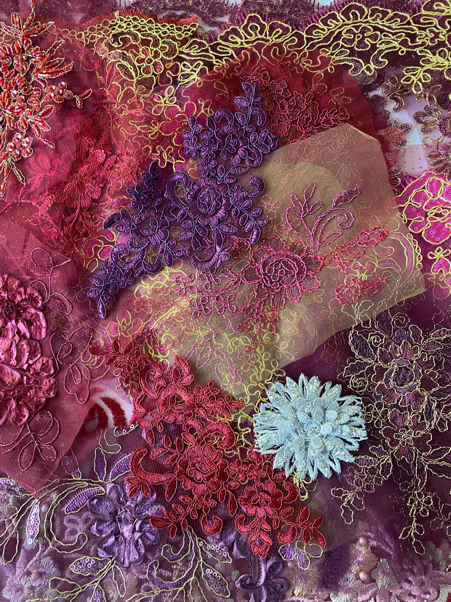 Lace Remnants -Dark Purple and Wine  Mix