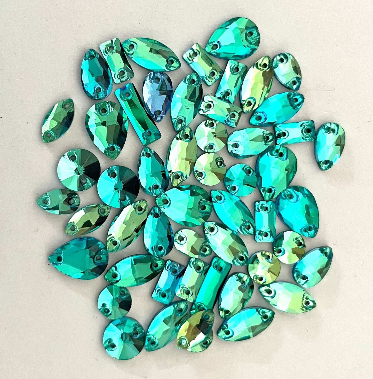 Mocha Opal Emerald - Mixed Glass Shapes