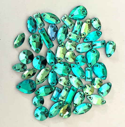 Mocha Opal Emerald - Mixed Glass Shapes