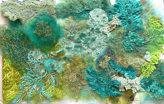 Lace Remnants -Light Green Mix