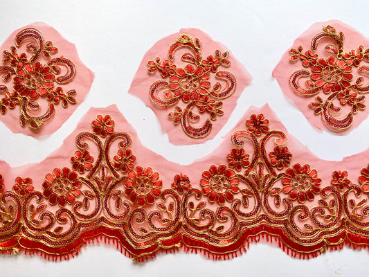 Lily Lace Border - Red