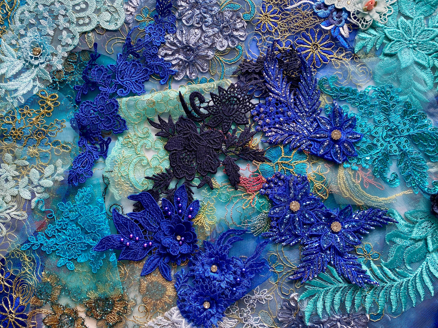 Lace Remnants -Blue Mix