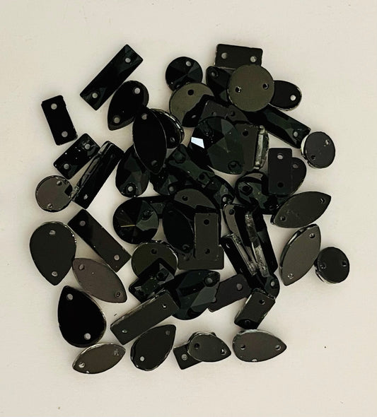 Jet Black - Mixed Glass Shapes