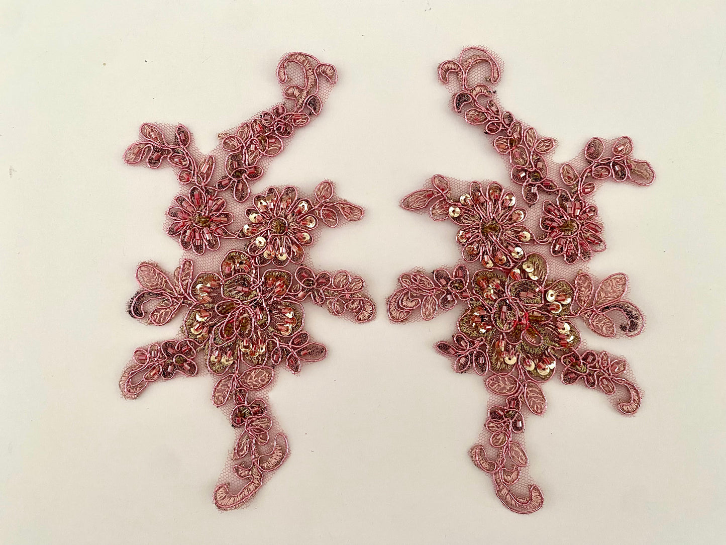 Dusky Pink Beaded Applique #1 - BL#13