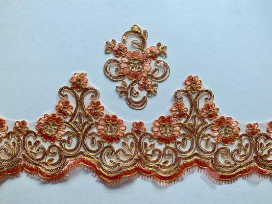 Lily Lace Border Trim- Peach