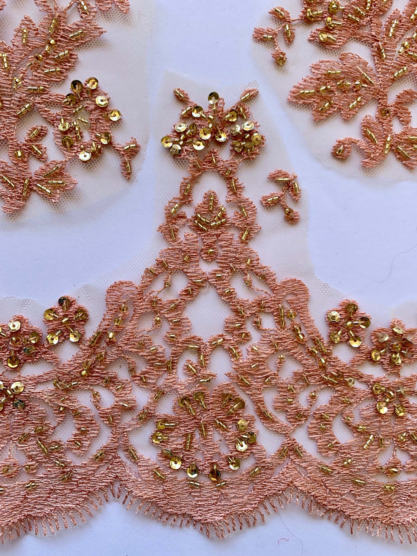 Beaded Lace Border - Pink and Gold