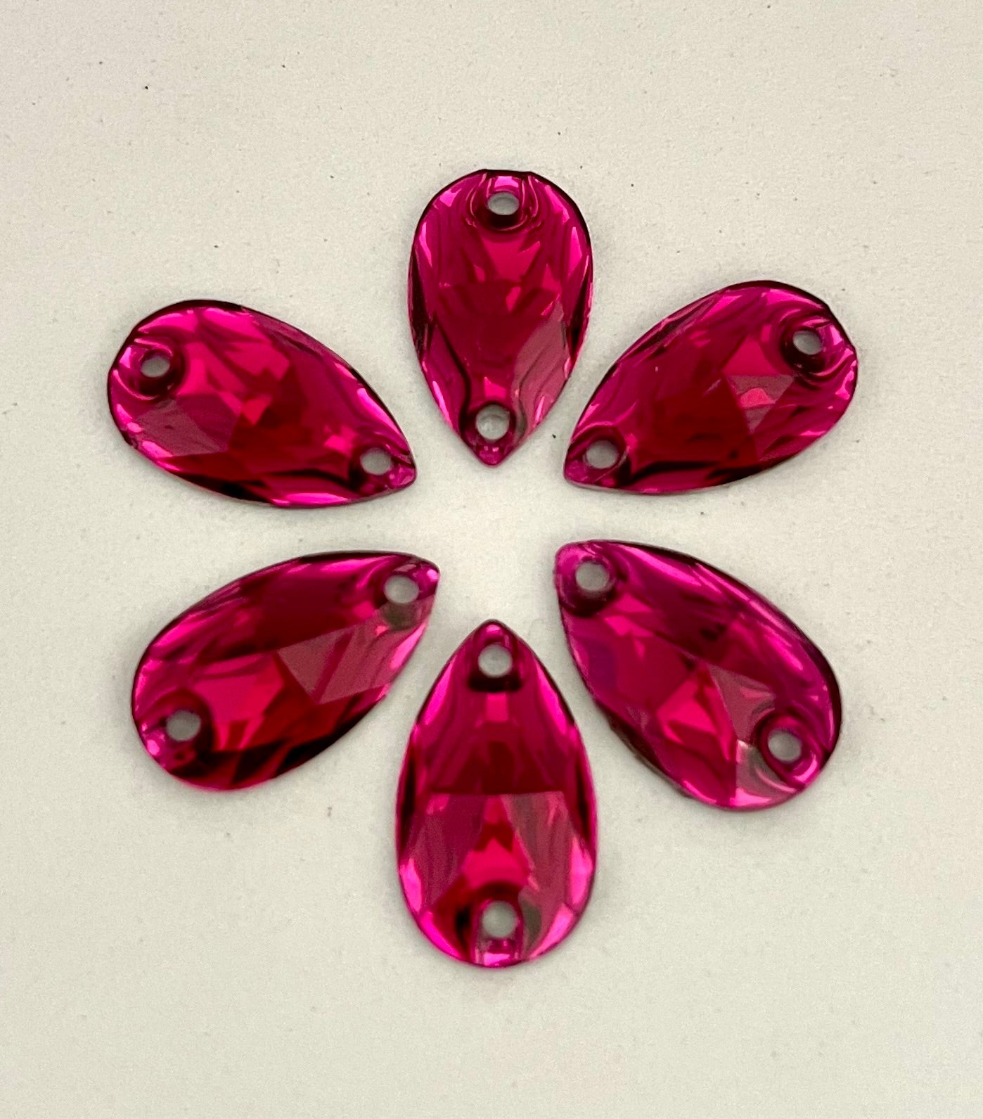 Teardrop Acrylic Sew On - Dark Rose