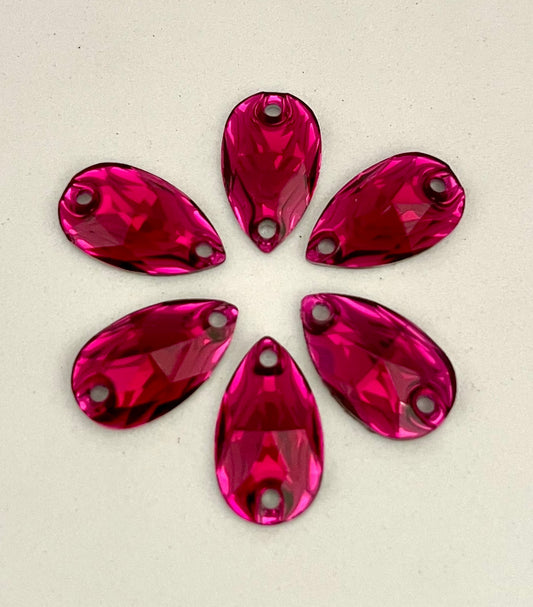 Teardrop Acrylic Sew On - Dark Rose