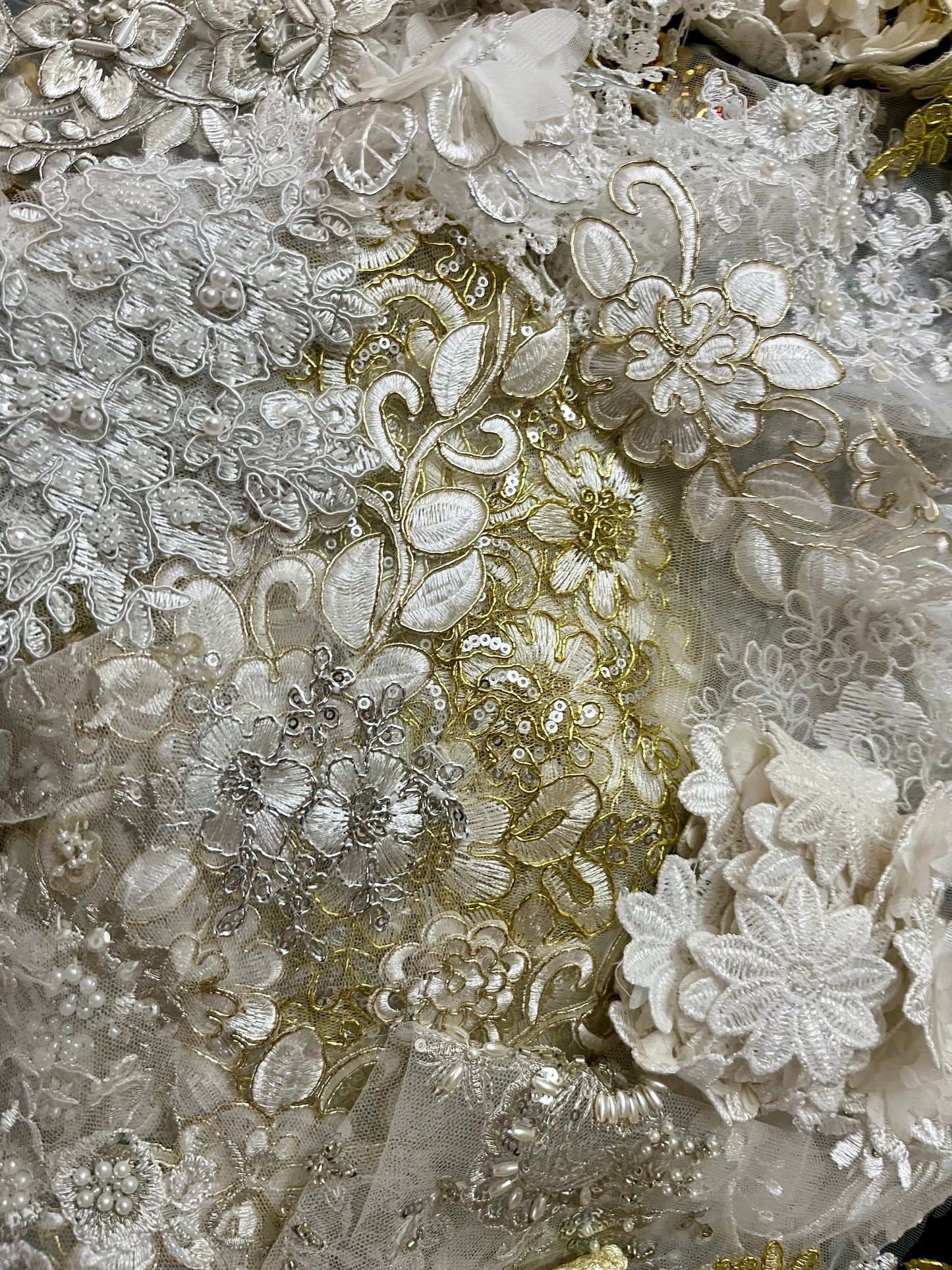 Lace Remnants -White and Gold
