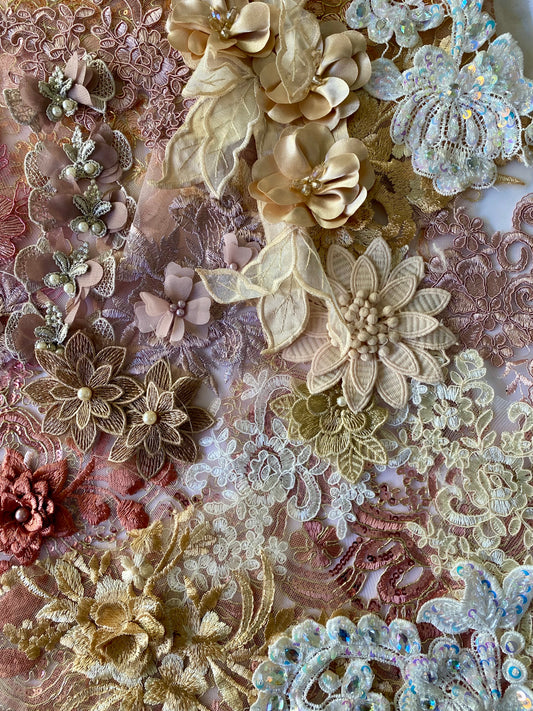 Lace Remnants -#17 Coffee and Dusky Pink
